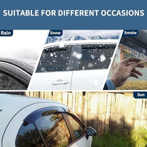 4PCS Rain Guards Window Visor Fit for 2011-2019 Ford Explorer, Tape-on Wind Deflector Shade, Outside Mount Vent Visor Shields, Smoke Tinted, 2012 2013 2014 2015 2016 2017 2018