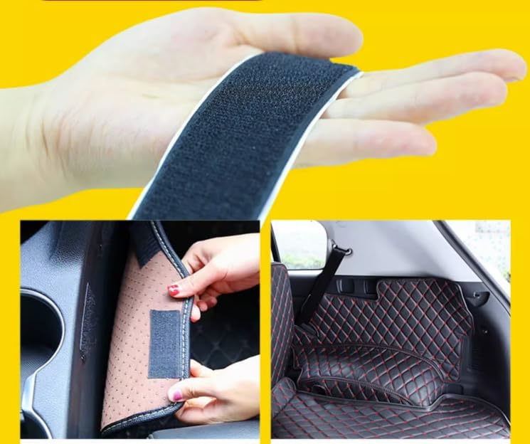 Customized Personalized Car Mats - All Weather Men's and Women's Floor mats Suitable for 99% of vehiclesPads Protection Non-Slip Leather Floor Liners (Black red Stripe)