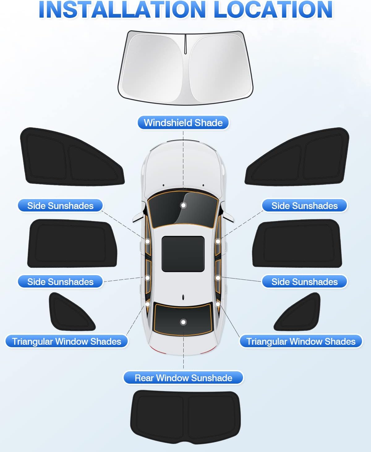 Sunshade for 2021-2025 2026 Acura MDX Accessories Windshield Sun Shade Side Rear Window Shade Cover Sun Visor Shield Privacy Protection Keep Vehicle Cool Black 8PCS