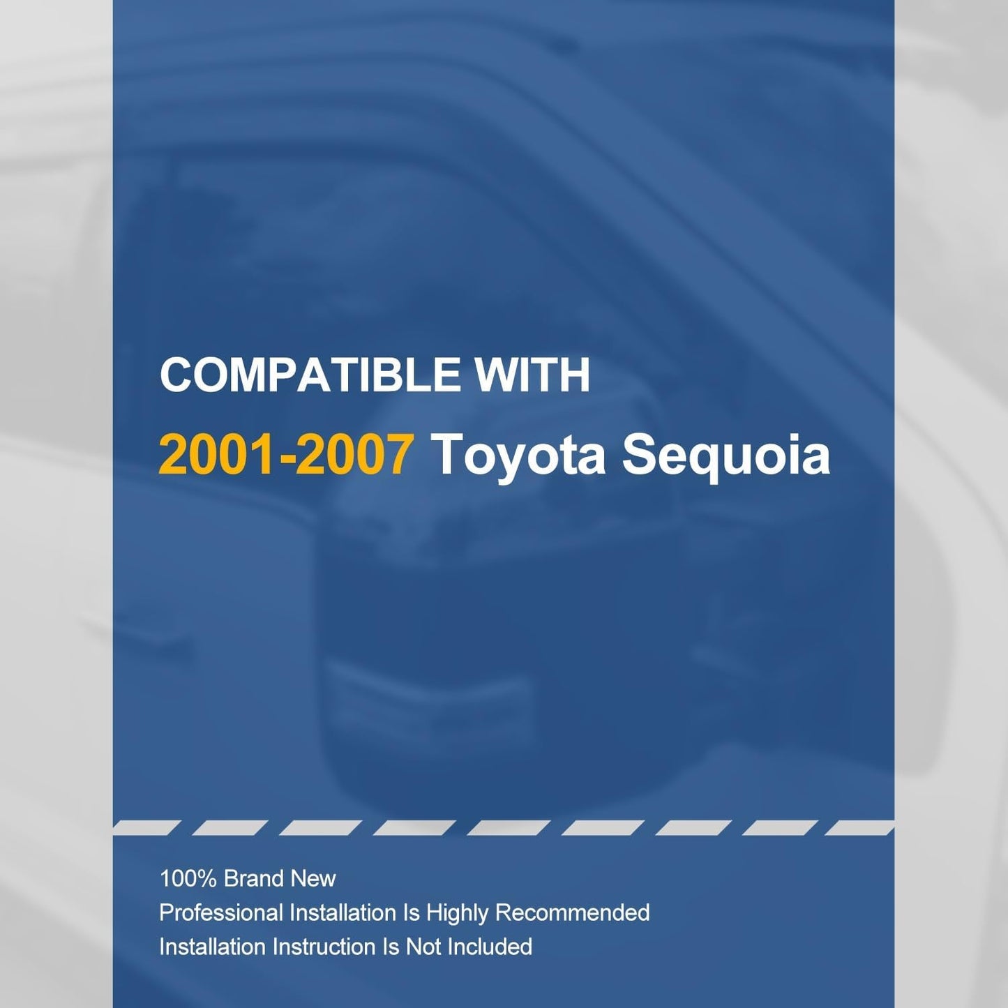 Auto Dynasty 4Pcs Carbon Fiber Pattern Window Visors Compatible with 2001-2007 Toyota Sequoia, Tape-On Front & Rear Window Deflectors Rain Guards Sun Wind Air Side Vent Shade, Glossy Black