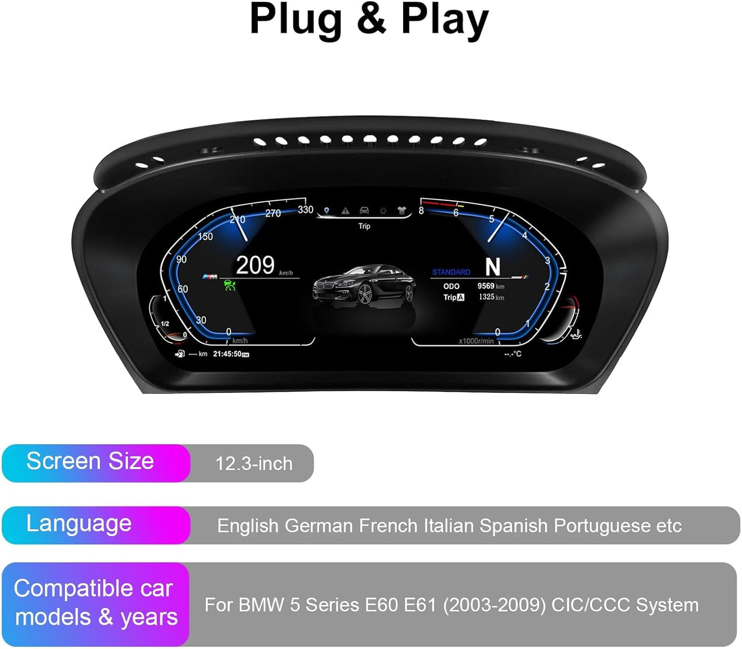 Speedometer Instrument for BMW E70 E71 2006-2013 CCC CIC,12.3 inch Linux System Original Car Information Display Digital Cluster Dashboard Screen