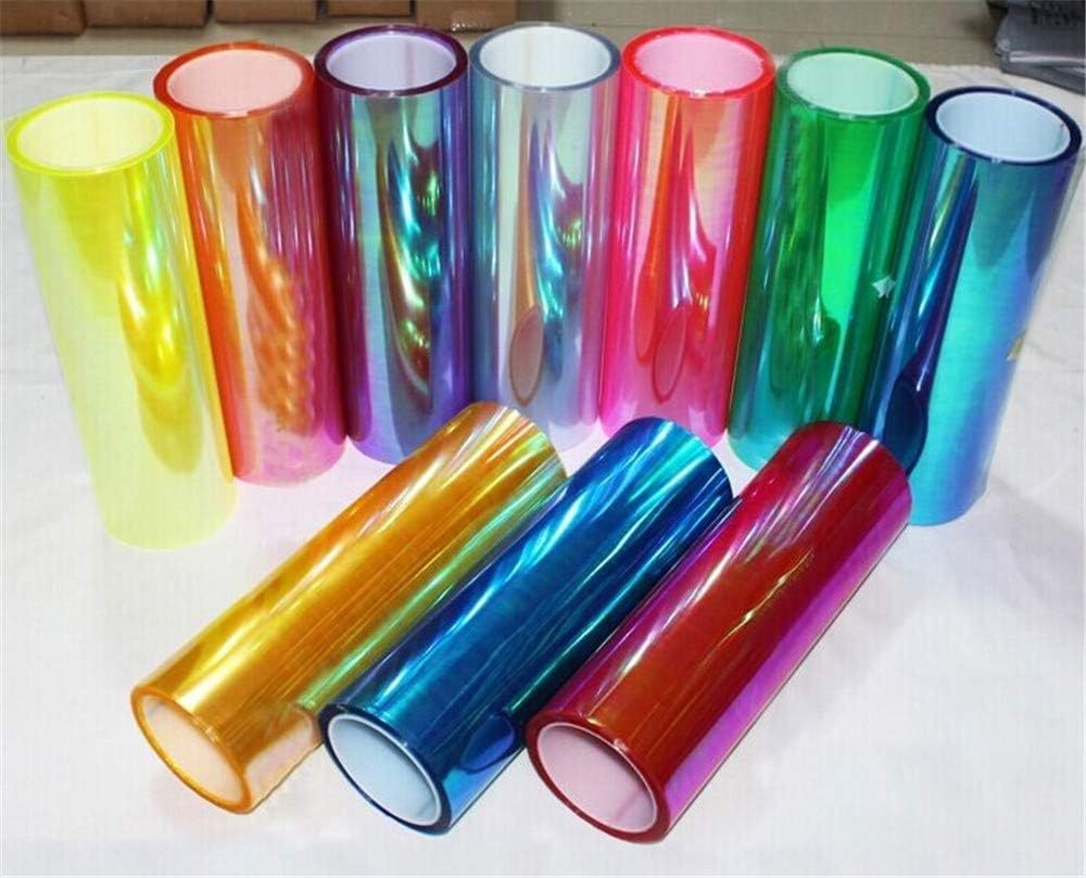 LED LIGHT 12 by 48 inches Self Adhesive Shiny Chameleon Headlights Tail Lights Fog Lights Films,Film Sheet Sticker,Tint Vinyl Film with Gift Knife and Hand Tool (Green)