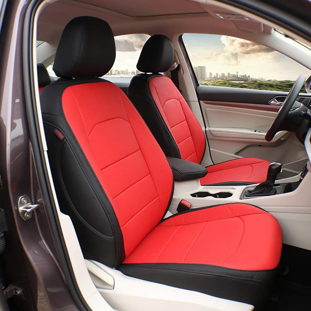 EKR Sportage Seat Covers Custom Fit for KIA Sportage S,EX,LX,SX,SX Turbo 2017 2018 2019 2020 2021 2022 Leather Car Seat Cover Full Set - Faux Leather (Black with Red Piping)