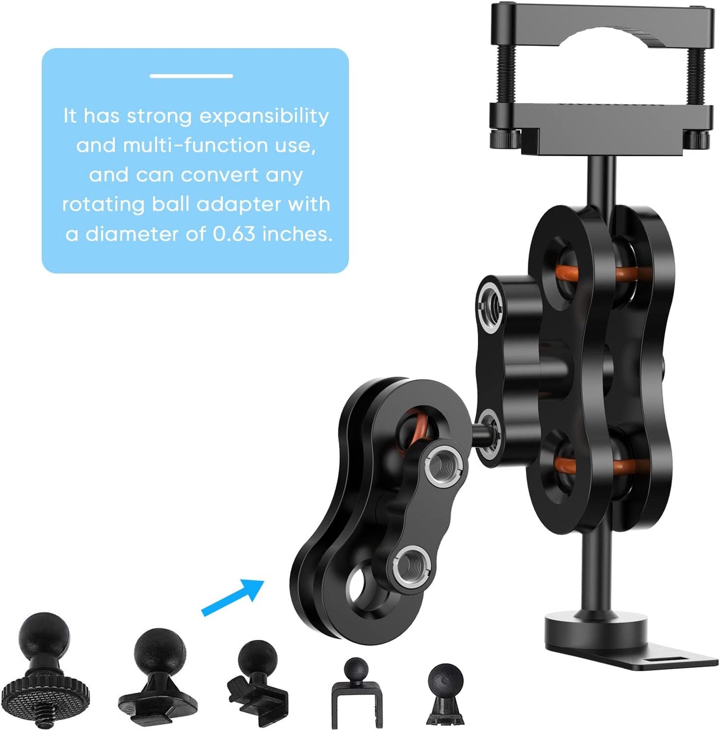 Radar Detector Mount, Aluminum Rearview Mirror Rod Radar Bracket,for Cobra iRadar ESD SPX RAD 480i 450 380 7800BT Radar Detector