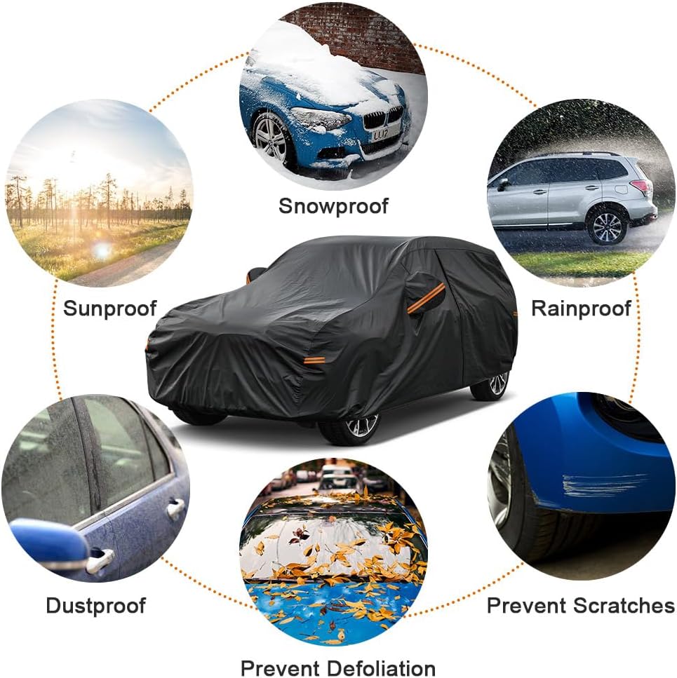 Kayme 7 Layers SUV Car Cover Custom Fit for Subaru Ascent (2018-2025) Waterproof All Weather for Automobiles,Outdoor Full Cover Rain Sun UV Protection.Black