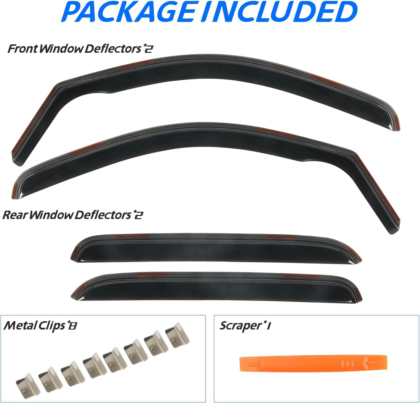 in-Channel Rain Guards Fit for 2007-2013 Chevy Silverado/GMC Sierra 1500/Avalanche Crew Cab, Window Visors Deflectors for 2007-2014 Silverado/Sierra 2500HD 3500HD/Suburban/Yukon XL