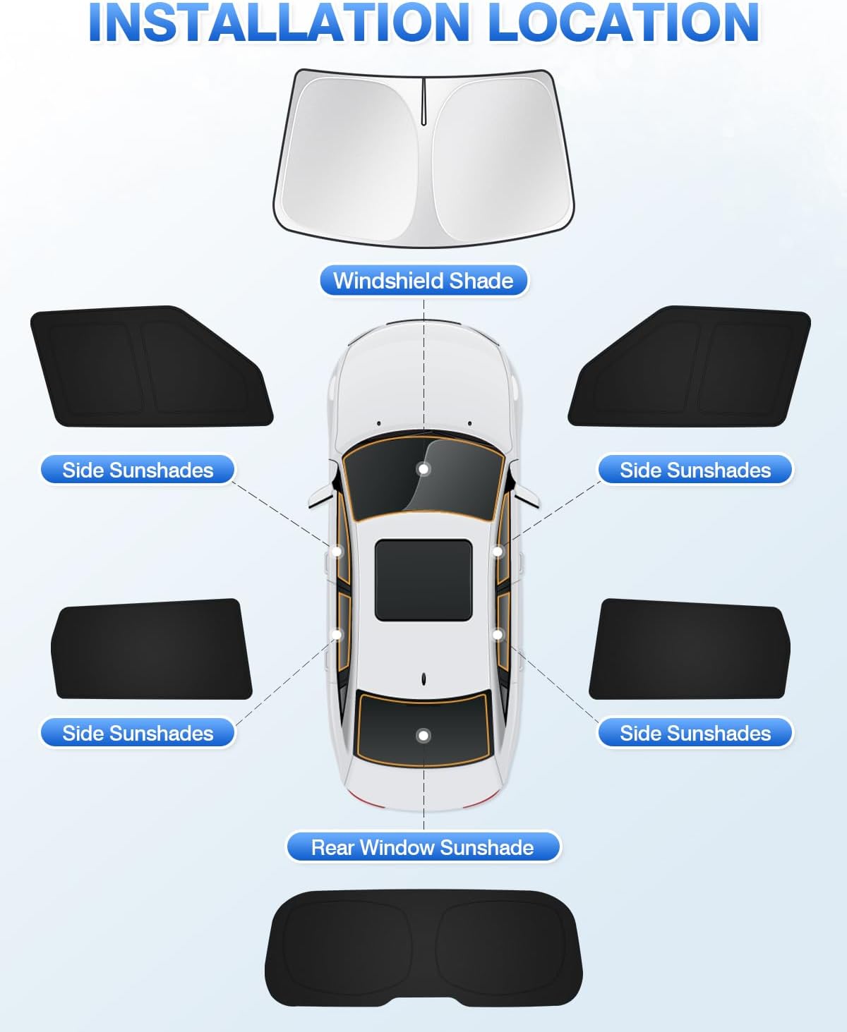 Sunshades for Kia Soul 2020-2025 2026 Accessories Windshield Sun Shade Side Rear Window Shade Cover Sun Visor Shield Privacy Protection Keep Vehicle Cool Black 6PCS