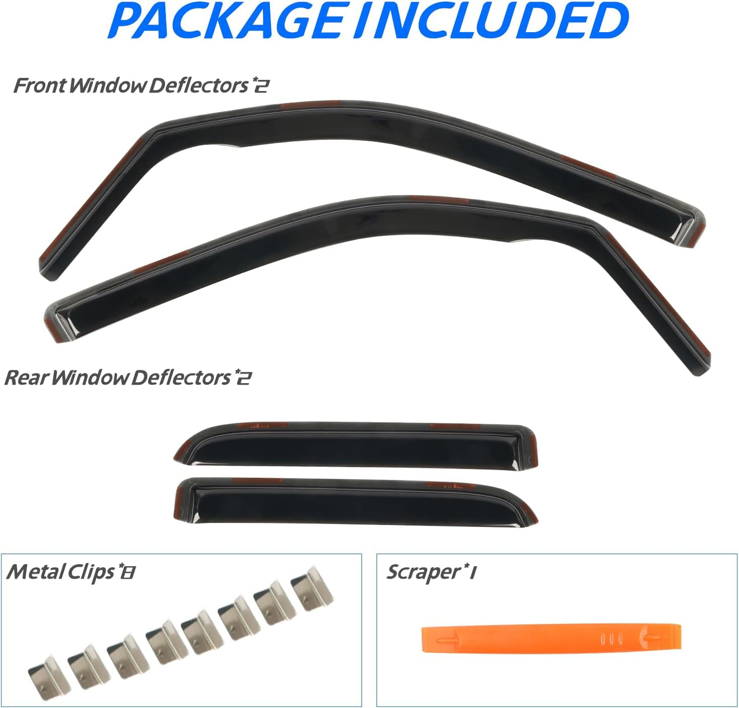 4 PCS in-Channel Rain Guards for Trucks 2019-2024 Dodge Ram 1500 Quad Cab, Smoke Tinted Window Deflectors, Extra Durable Vent Window Visors, Vent Shade Shield 2020 2021 2022 2023