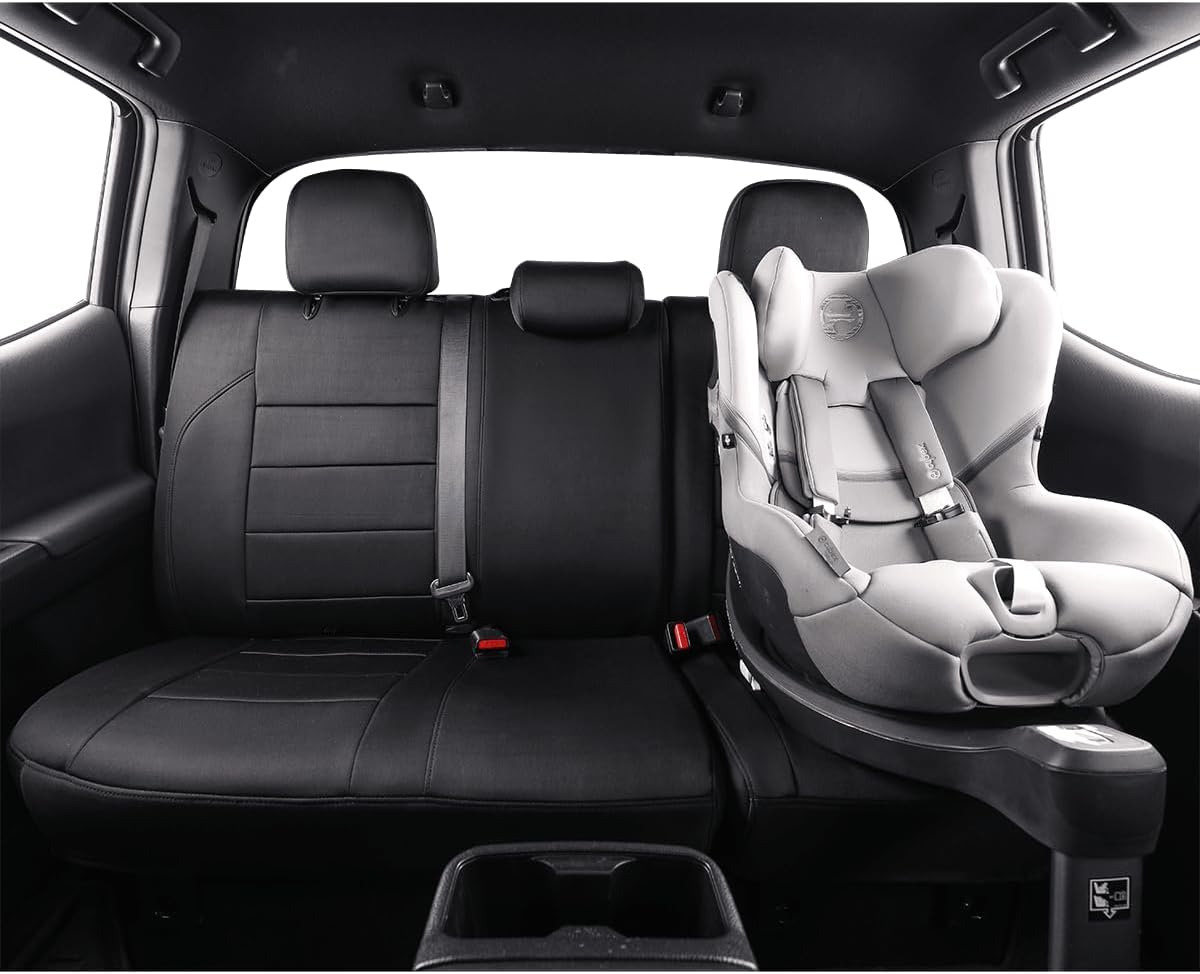 EKR Tacoma Car Seat Covers Custom for Select Toyota Tacoma (Only for Hybrid) 2024 2025 Double cab TRD Sport,TRD Off-Road,Limited,Trailhunter - Full Set, Neoprene (Black)