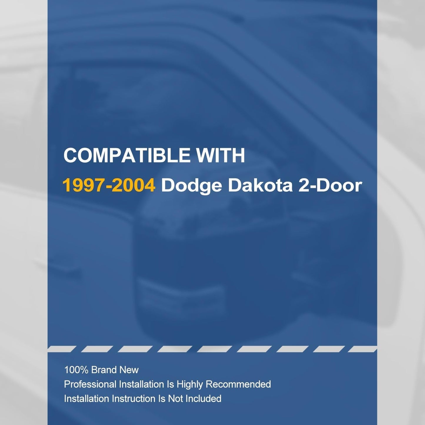 Auto Dynasty 2Pcs Carbon Fiber Pattern Window Visors Compatible with 1997-2004 Dodge Dakota 2-Door, Tape-On Front Window Deflectors Rain Guards Sun Wind Air Side Vent Shade, Glossy Black
