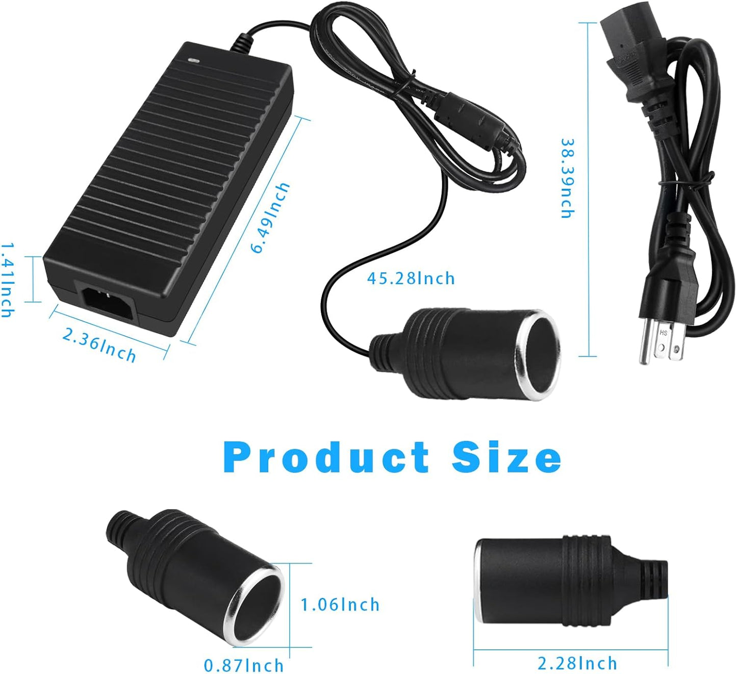 inShareplus 12V 120W 10A AC to DC Converter (3 Pin), 110V to 12V Cigarette Lighter Adapter to Wall Outlet Socket, 12 Volt Power Supply Transformer for Car Devices (MP3, Fan, Dash Cam ect.)