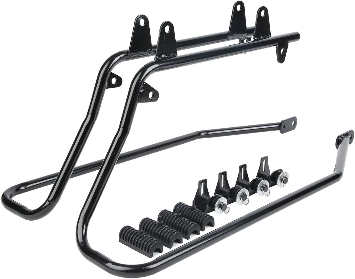 XFMT Matte Black 5" Stretched Extended Saddlebags Hard Saddle Bags W/Black Conversion Bracket For Harley Softail Heritage Deluxe 1984-2017