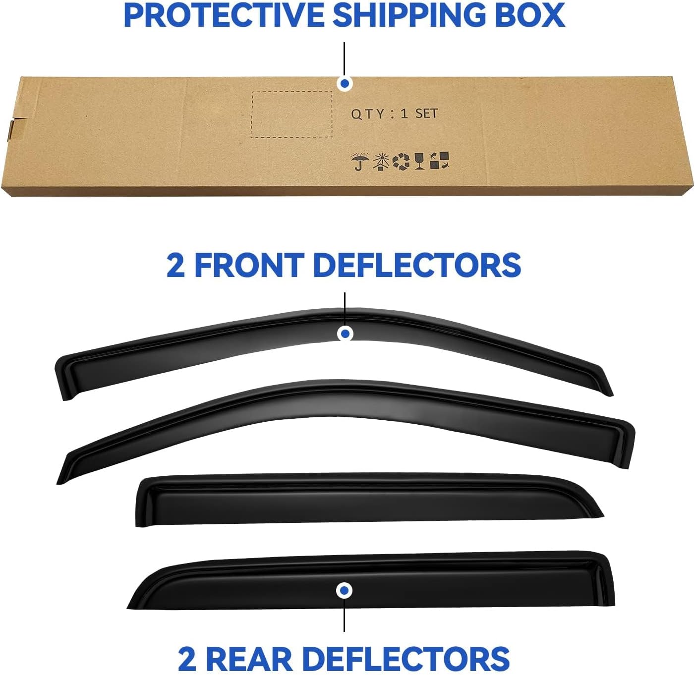 Window Visors Rain Guards for 2009-2014 Ford F150 SuperCrew Cab, Out-Channel Window Vent Wind Deflectors Visors Shades for 2010-2014 F-150 SVT Raptor Full-Size Cab
