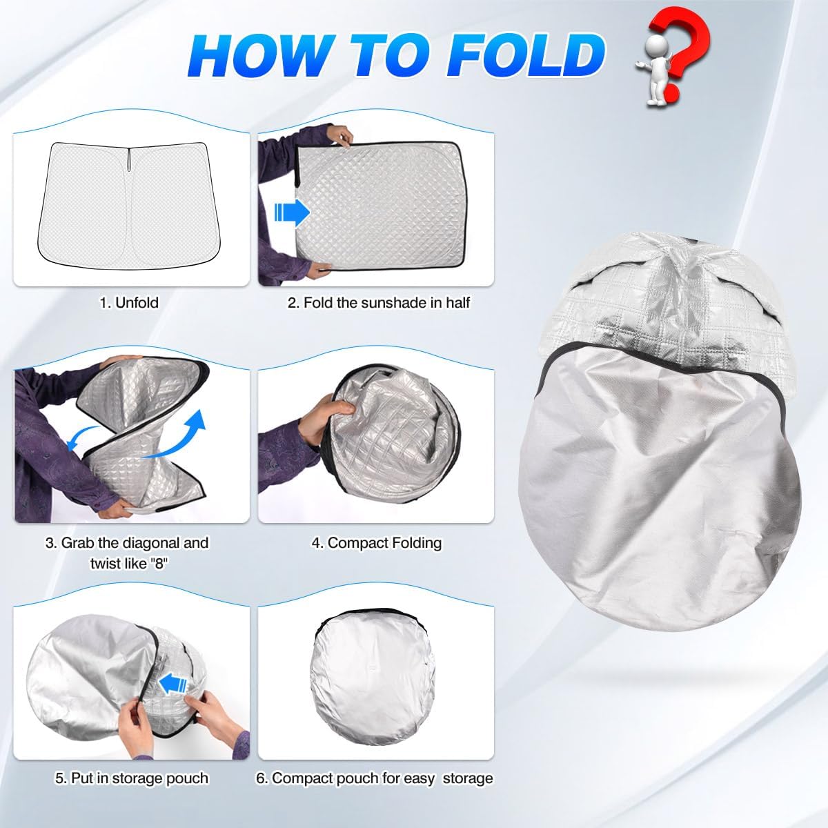 Windshield Sun Shade for 2019-2025 2026 Acura RDX Accessories Thicken 6-Layer Front Window Sunshade Cover Sun Visor Protector Foldable Block UV Rays Keep Vehicle Cool