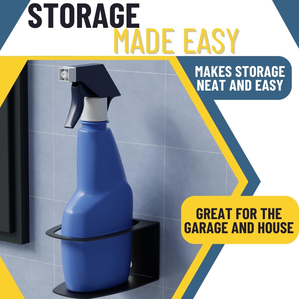 Koova Spray Bottle Holder Heavy Duty- Wall Mount Storage Rack for 1 Spray Bottle, Utility Shelf with Included Hardware - Made in USA, Sturdy Metal Organizer for Efficient Kitchen and Garage Storage