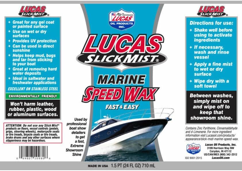 Lucas Oil 10980 Slick Mist Marine Speed Wax, 24 Oz