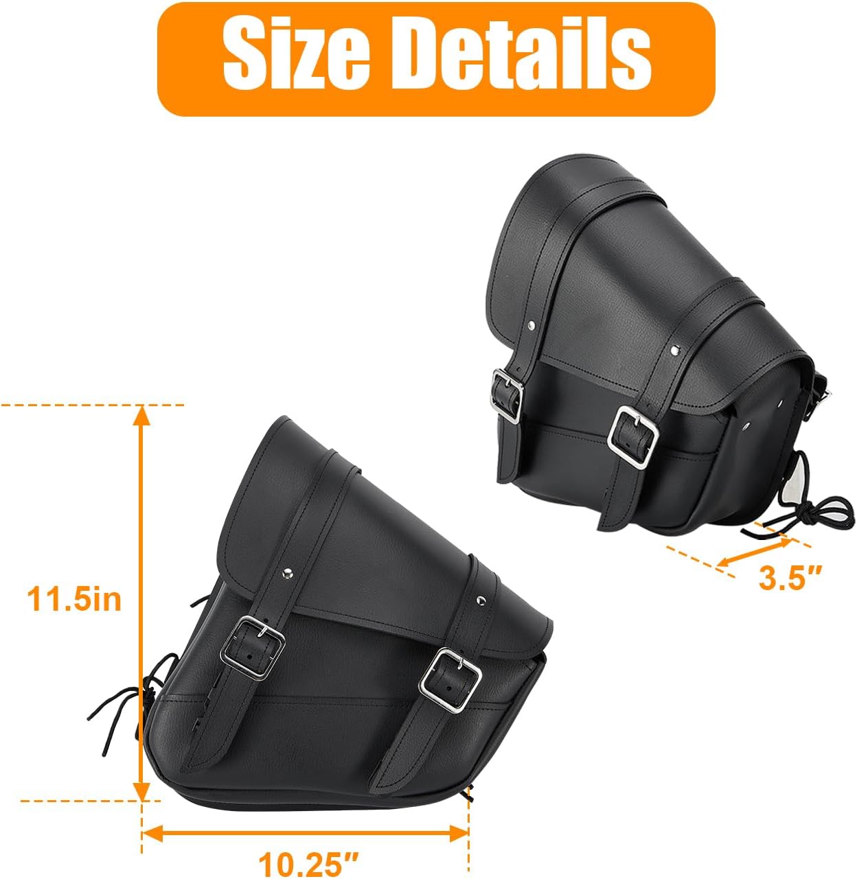 Motorcycle Saddle Bags Leather Motorcycle Solo Swing Arm Bag For Softails Sportsters Choppers Waterproof Side Bags (Black - Left Side, 11.5" x 10.25" x 3.5")