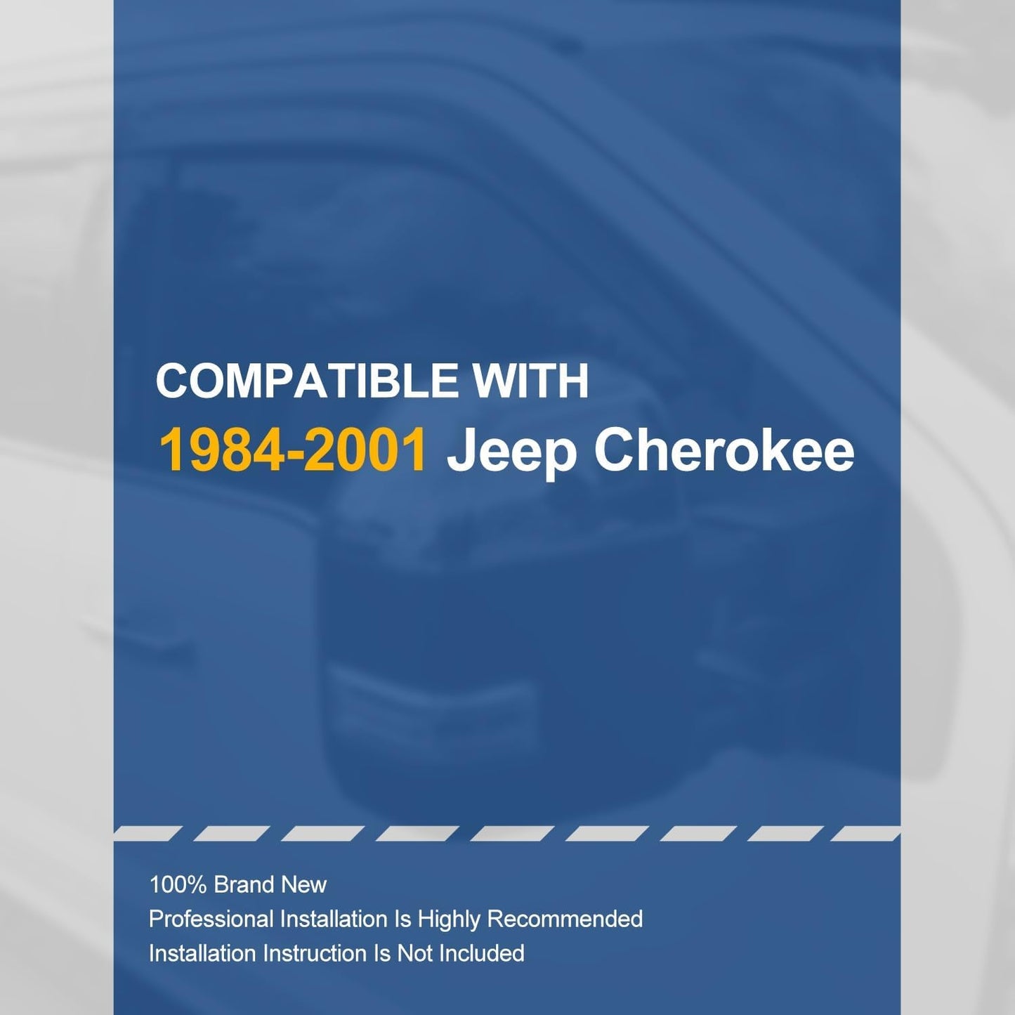 Auto Dynasty 4Pcs Carbon Fiber Pattern Window Visors Compatible with 1984-2001 Jeep Cherokee, Tape-On Front & Rear Window Deflectors Rain Guards Sun Wind Air Side Vent Shade, Glossy Black