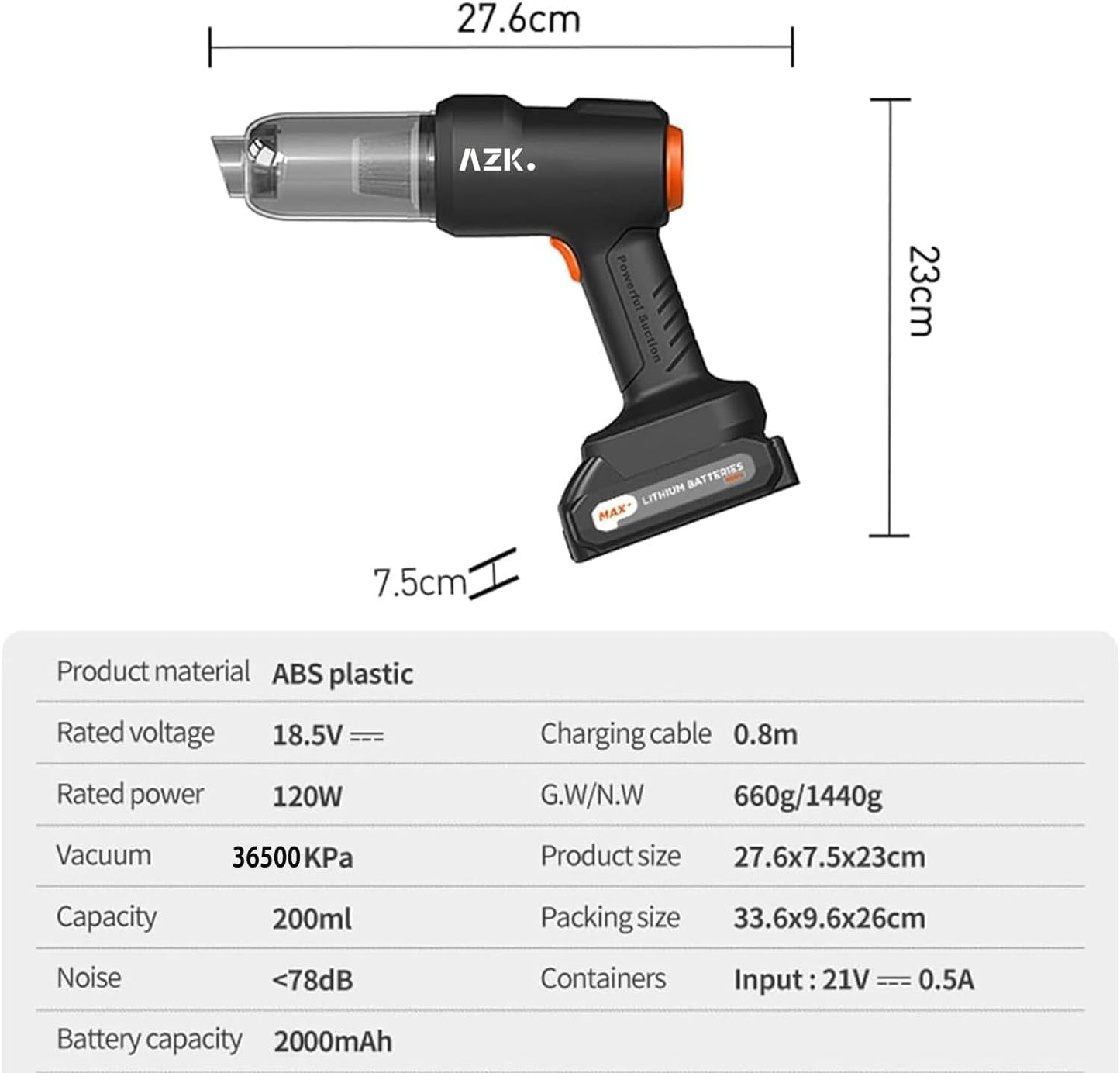 Car Vacuum Portable Cordless,36500Pa High Power Suction & Blower,Wireless Handheld Vacuum Cleaner for Car, Home, Office, Pet