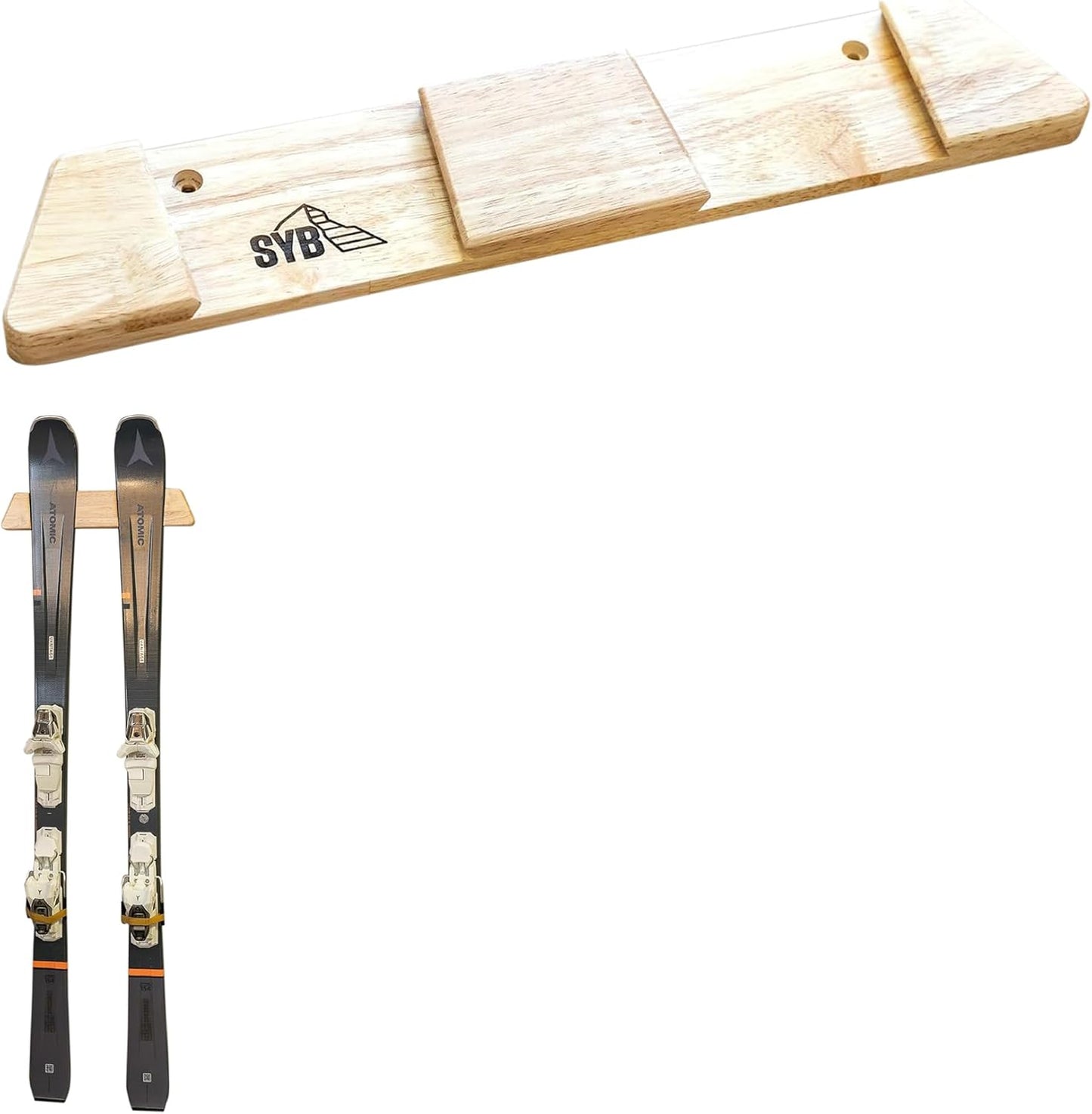 StoreYourBoard Minimalist Wood Ski Rack – Vertical Ski Storage Holder for Home & Garage, Solid Wood Ski Wall Mount Display Rack, Holds 50 lbs