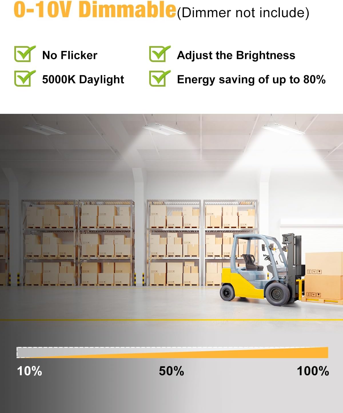 400W LED Linear High Bay Light, 60000LM Linear High Bay Shop Light Commercial 120-277V, 5000K for Warehouse, Garage Factory, UL Listed, 5 Years Warranty