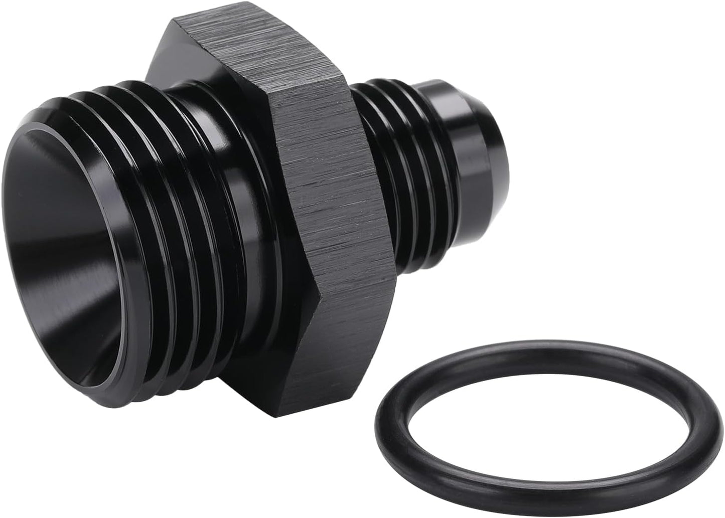 6AN Male Flare to 10AN ORB O-ring Boss Fuel Pump Rail Adapter Fitting Aluminum Black