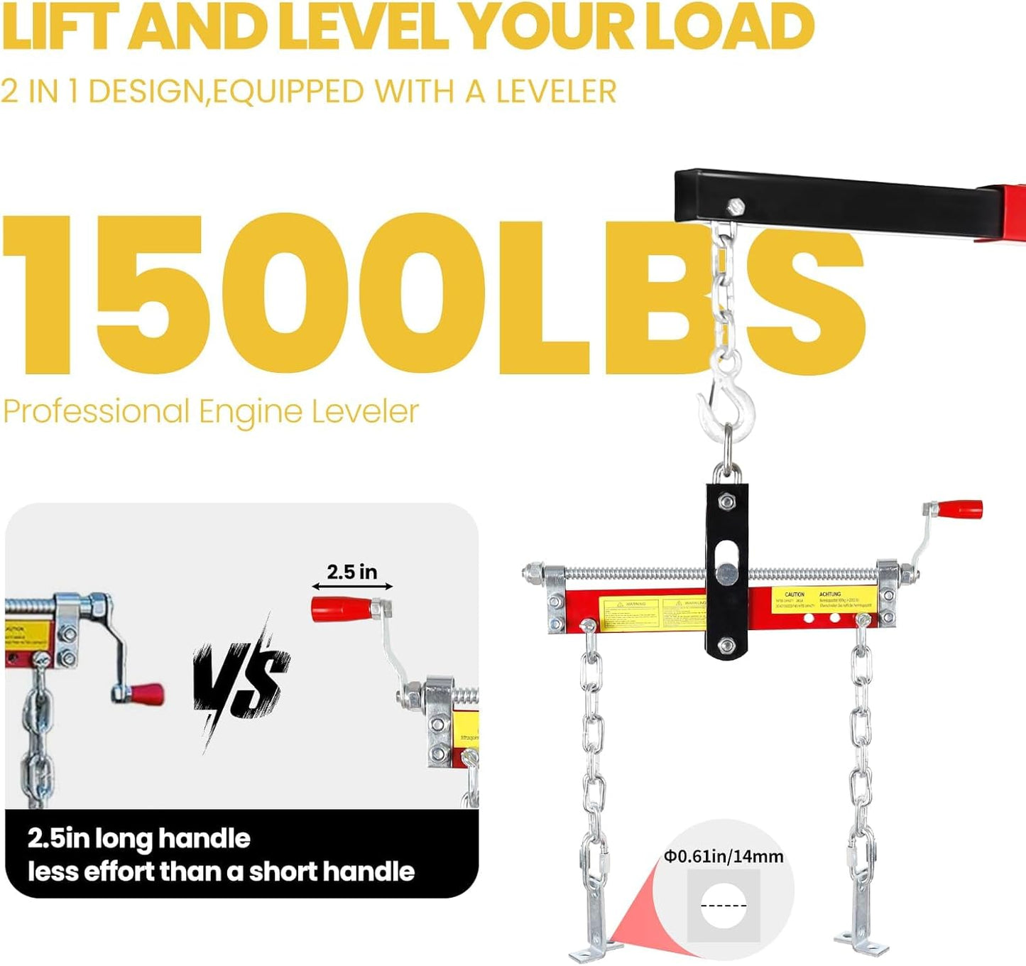 Engine Hoist Cherry Picker with Leveler, 2-Ton Folding Hydraulic Workshop Crane Lift with 6 Swivel Wheels and Telescopic Boom, 4400 Lbs Capacity Heavy-Duty Crane for Garage, Automotive Repair (Red)