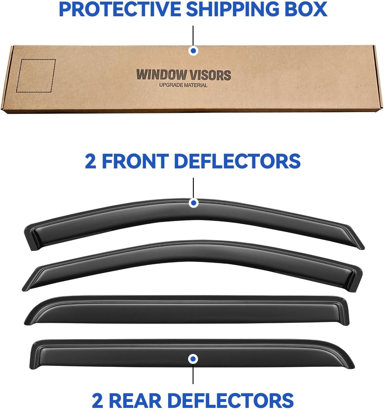 Window Visors Rain Guards for 2004 2005 2006 2007 2008 Ford F150 SuperCrew, Out-Channel Window Vent Wind Deflectors Visors Shades for 06 07 08 Lincoln Mark LT