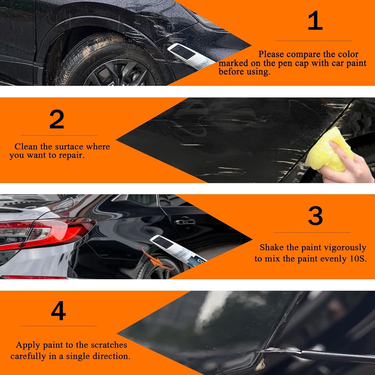 Crystal Black Pearl(NH-731P) Touch Up Paint Compatible with Honda, Car Paint Pen Scratch Repair Two-In-One Touch Up Paint, Premium Car Scratch Remover for Deep Scratches