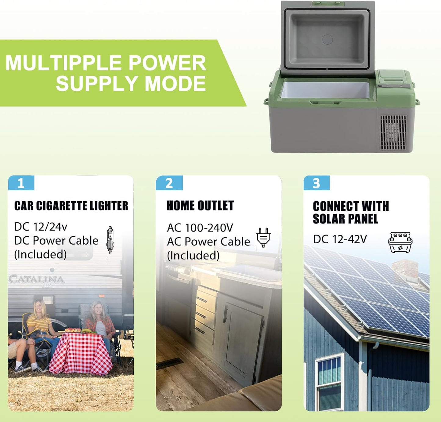 Alpicool Y19E Portable Fridge 12 Volt Car Refrigerator 21Quart Freezer for Fishing, Camping, RV, Truck, Boat-12/24V DC