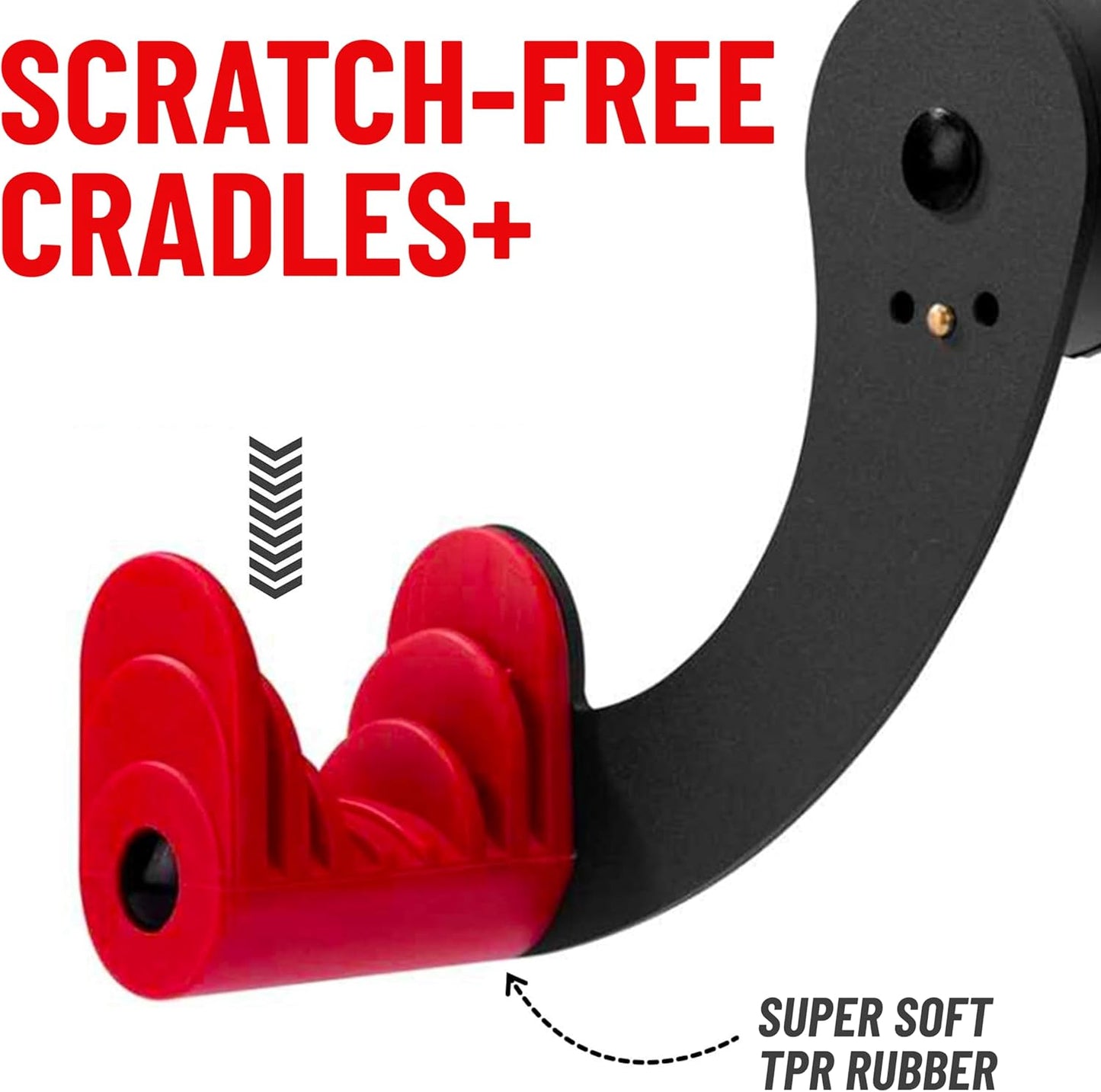 Pro-Bike Tool Bike Wall Mount - Adjustable Hanging Arms Horizontal Bike Rack - for Almost Every Bike - Bike Wall Hanger with Durable Metal Construction - Black/Red - Set of 2