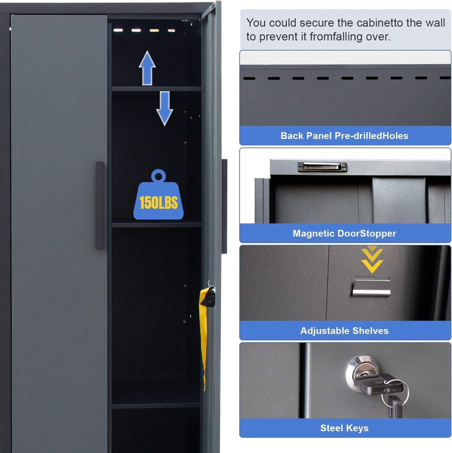 Garage Storage Cabinet System Workshop Set 5Pcs Garage Cabinets and Storage System for Tool Organization