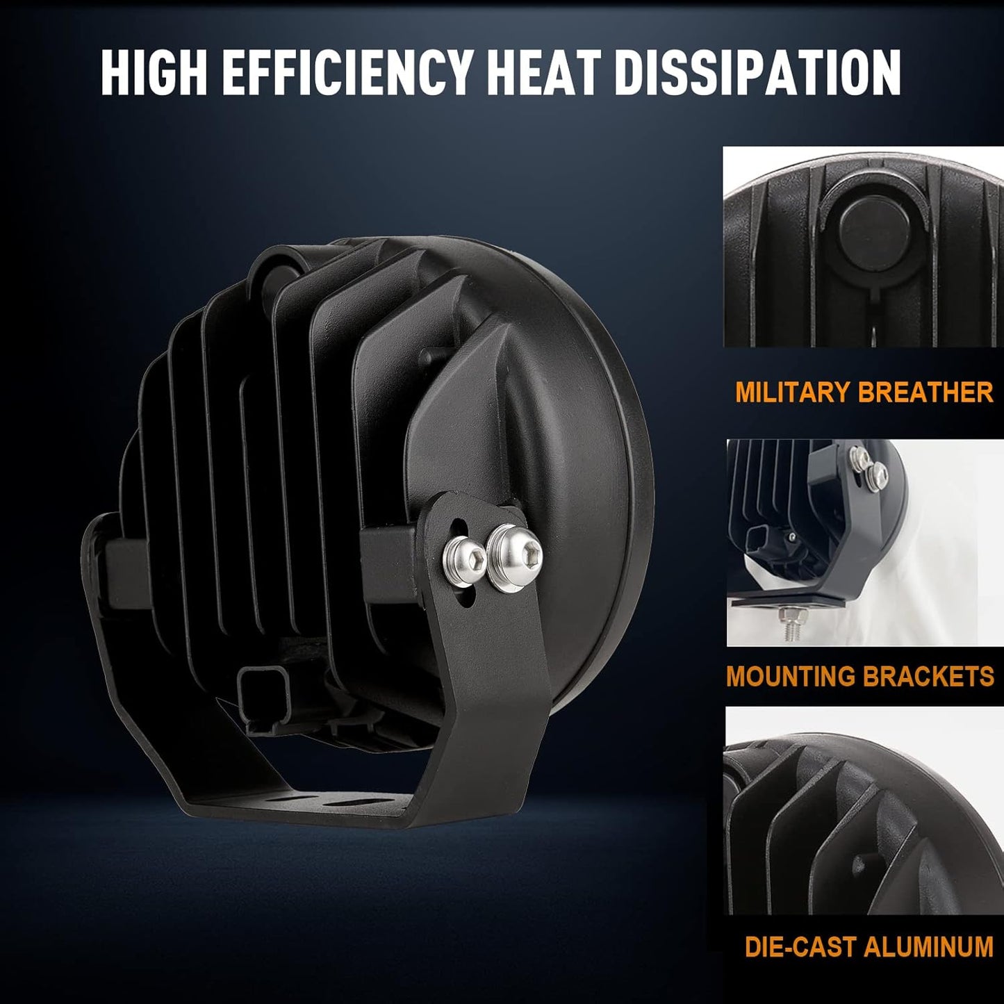 BIGLION.X Pair 160w 5 Inch Round Led Offroad Driving Lights Fog Lights 18800LM Offroad Spot Light Driving Light Pods Light Bar with Wiring Harness 12V 24V for Car Trucks SUV UTV ATV