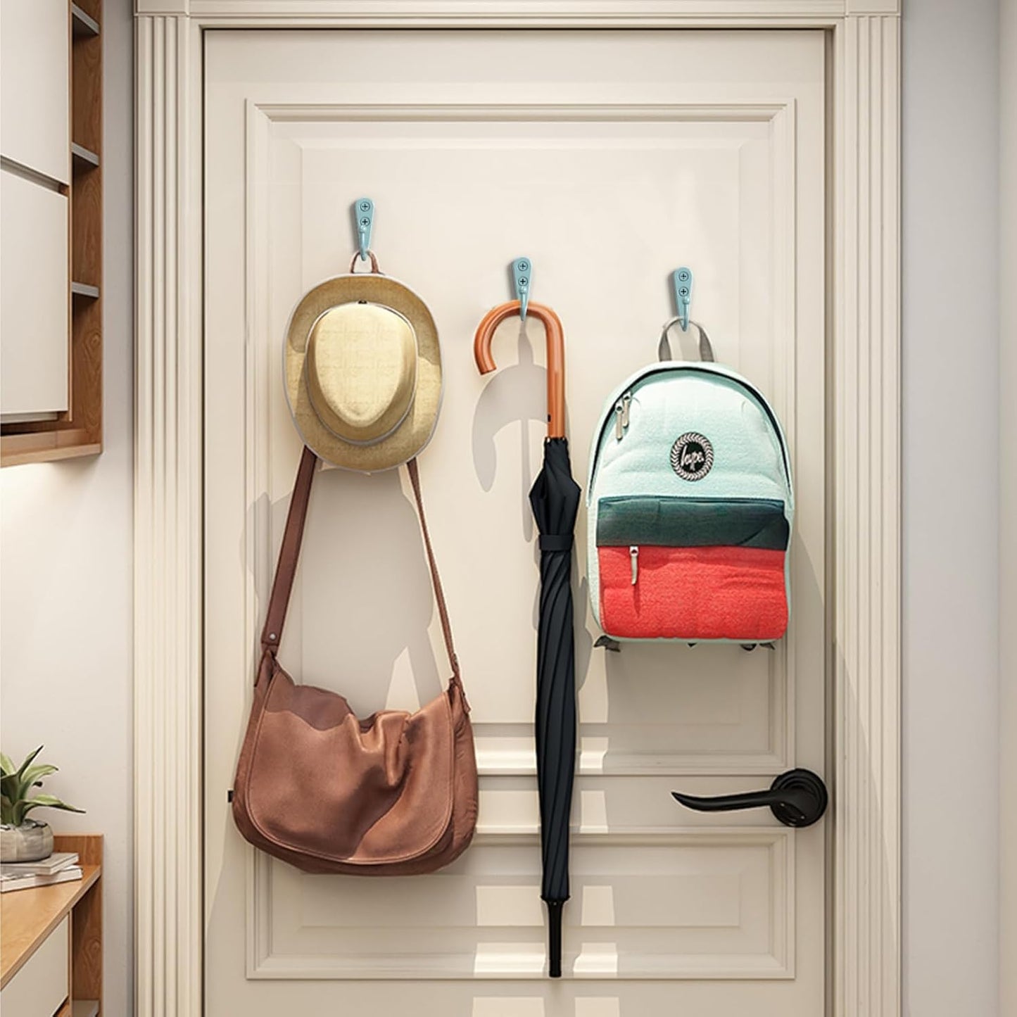 15 Pcs Black Wall Mounted Coat Hooks, Hanger Hook with 30 Pieces Screws for Towel, Key, Robe, Scarf, Bag, Cap, Coffee Cup, Mugs(Bule)