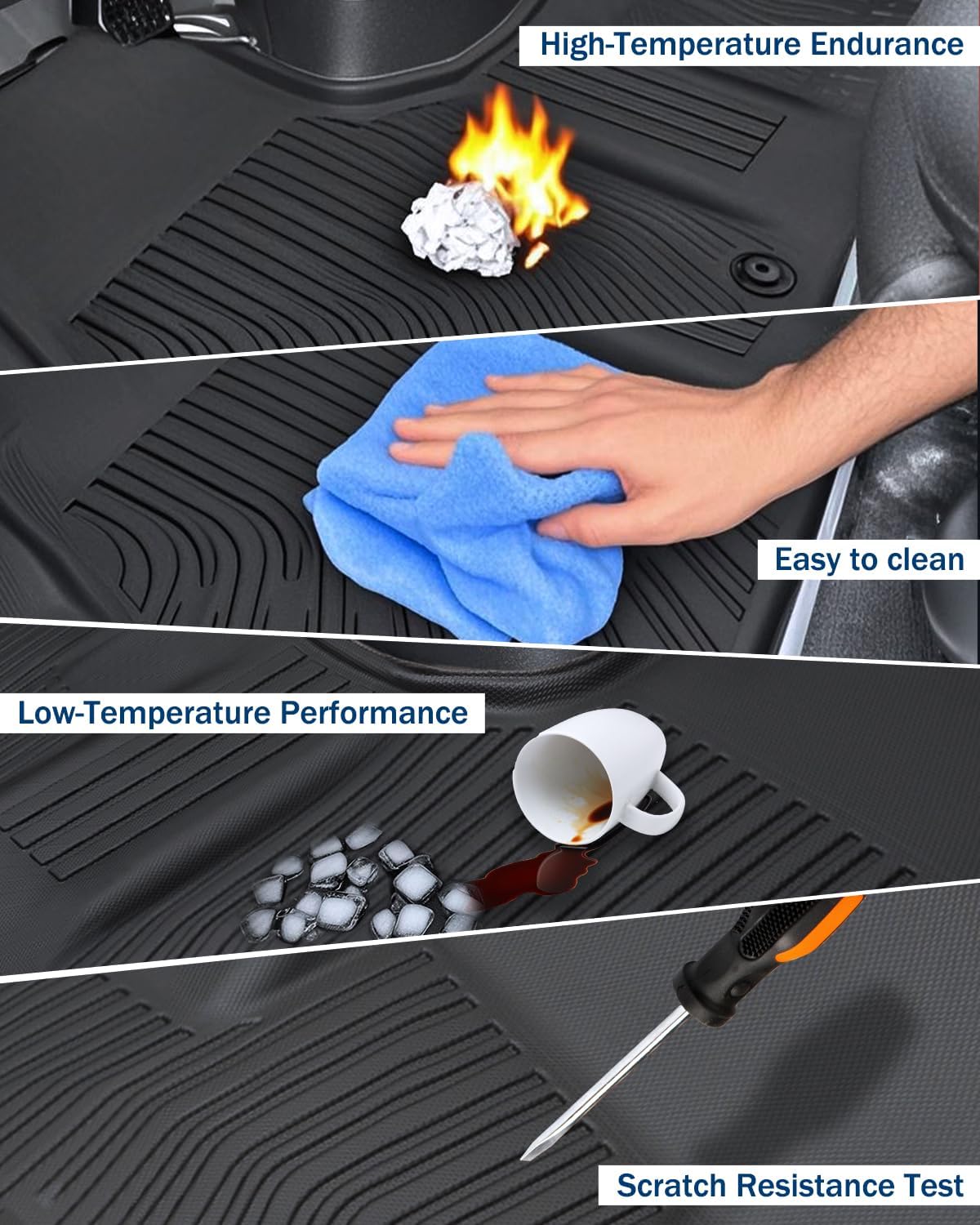 Icyhaws® for Nissan Armada/Infiniti QX80 2025 Floor Mats, All-Weather Protection Tech TPE Rubber Floor Liners Carpets Front/Rear Anti-Slip Tech Car Mats 1st and 2nd Row Automotive Accessories, 3 PCS