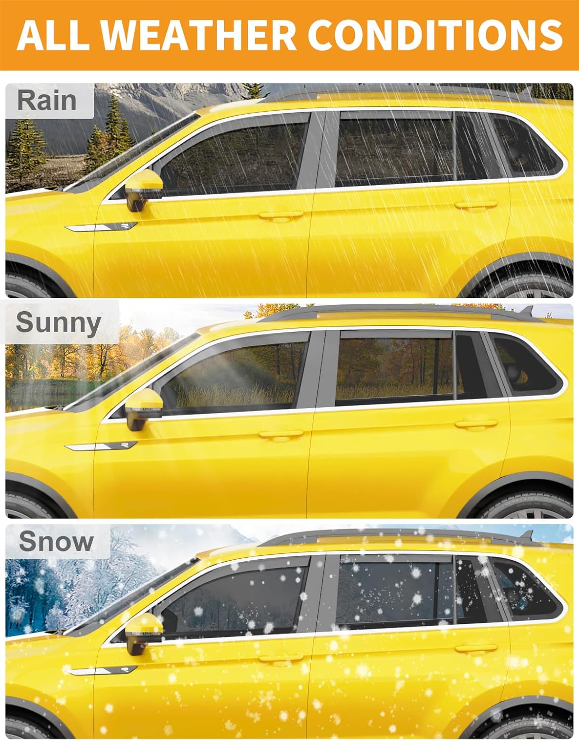 in-Channel Window Rain Guards Fit for Volkswagen Tiguan 2018-2025 Extra Durable Window Deflectors Vent Visors Shades Car Accessories Visors Rain Guards -4 pcs