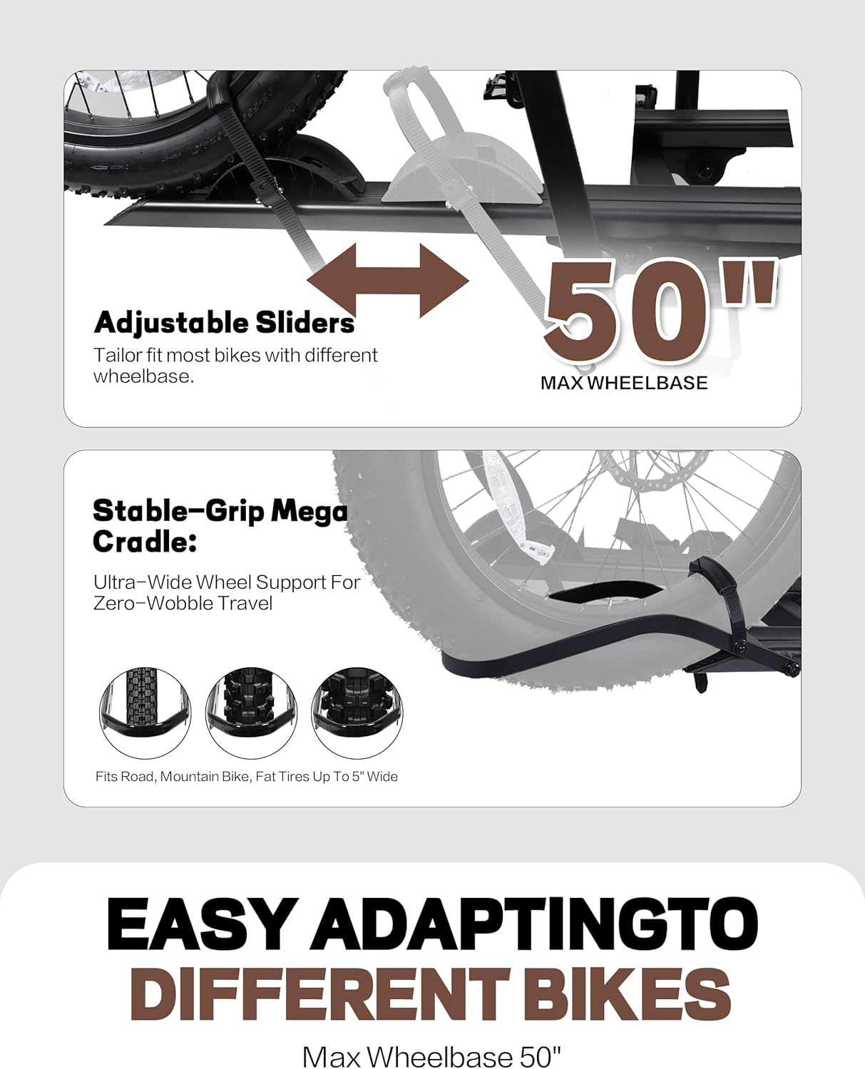 Young E-Bike Rack Hitch Mount Platform Style for Cars Trucks SUVs Minivans RV, fits E-Bike with Up to 5-inch Fat Tire, 200 lbs Capacity, Anti-falloff 360° Swirl Structure