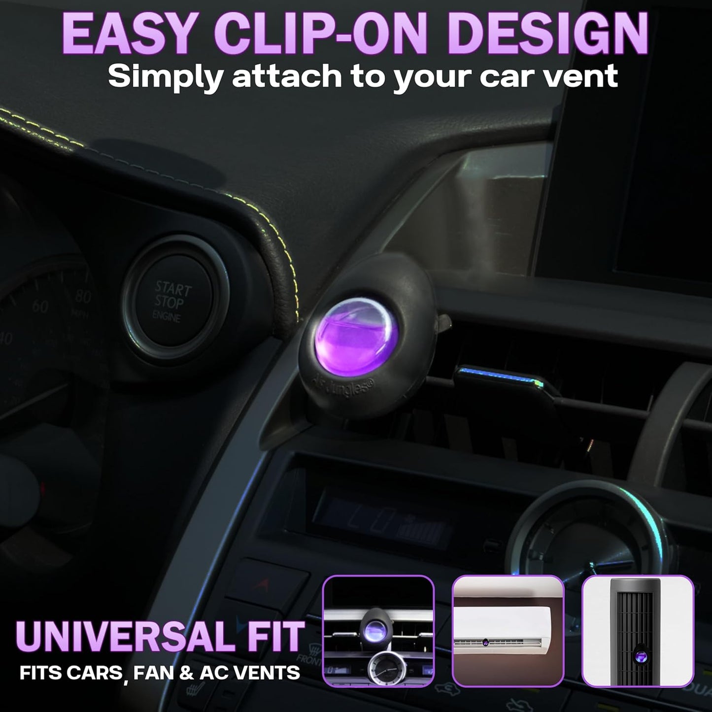Air Jungles Car Air Freshener Vent Clip 3 Count, Lavender Scent, 4 ml Each, Long-Lasting Car Odor Eliminator, Easy Clip-On Design, Up to 90 Days Freshness for Cars, Trucks, and SUVs