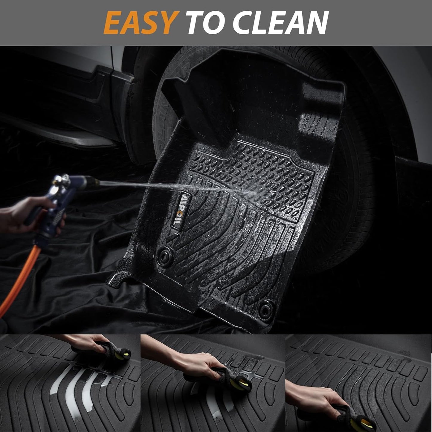 AIPOIL® Floor Mats & Cargo Liner Set for 2021-2023 Hyundai Santa FE All Weather Protection TPE Anti-Slip Automotive Full Set Custom Car Mats Accessories - Black