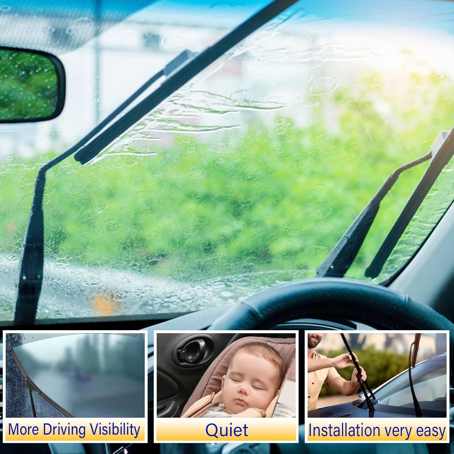 3 wipers Replacement for 2011-2017 GMC Terrain/2011-2017 Chevrolet Equinox, Windshield Wiper Blades Original Equipment Replacement - 24"/17"/13" (Set of 3) Top Lock