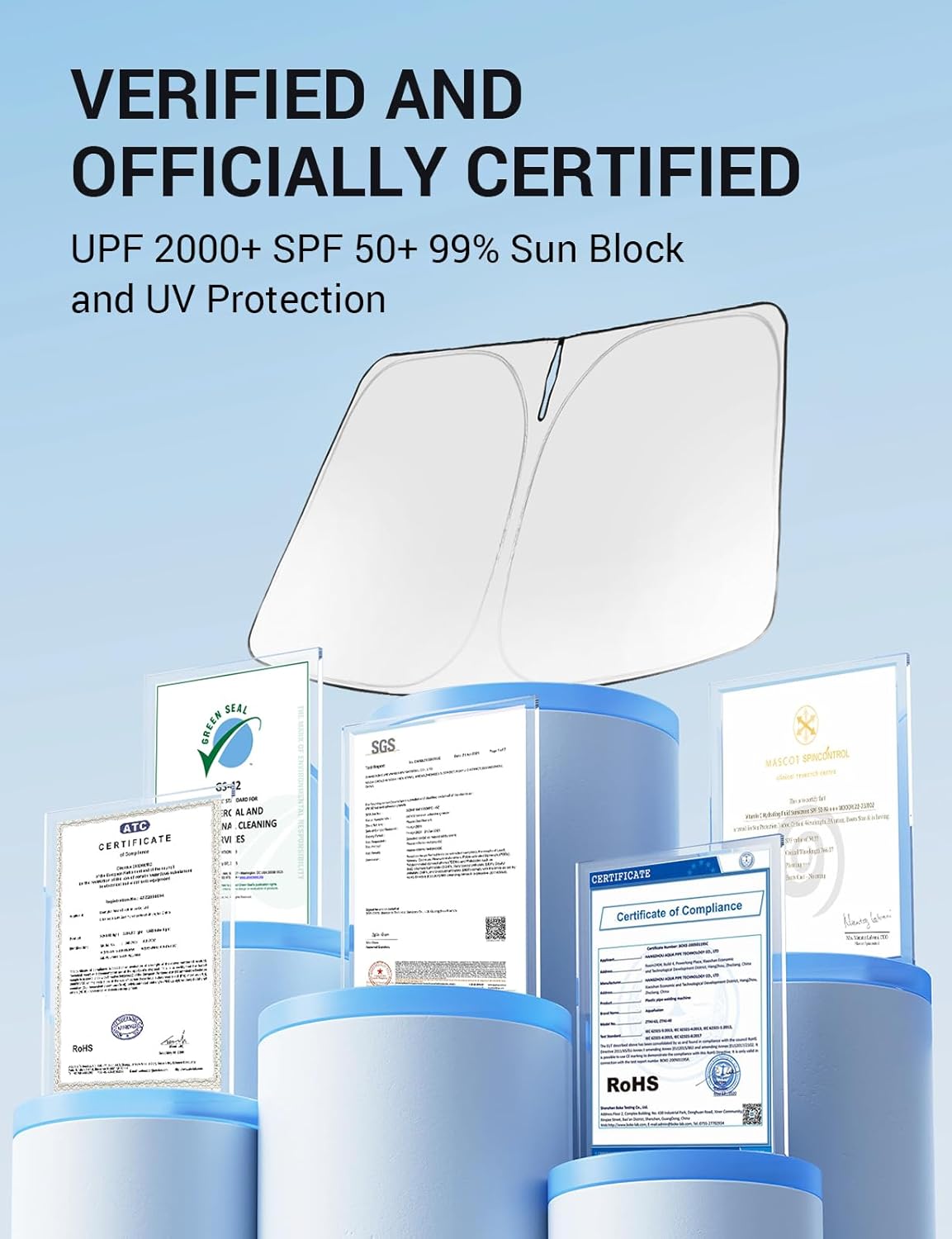 Proadsy 2025 Upgrade Windshield Sunshade Custom Fit 2017-2024 2025 Chrysler Pacifica Minivan Reflective Heat Sun UV Protector Foldable Front Window Shade Accessories