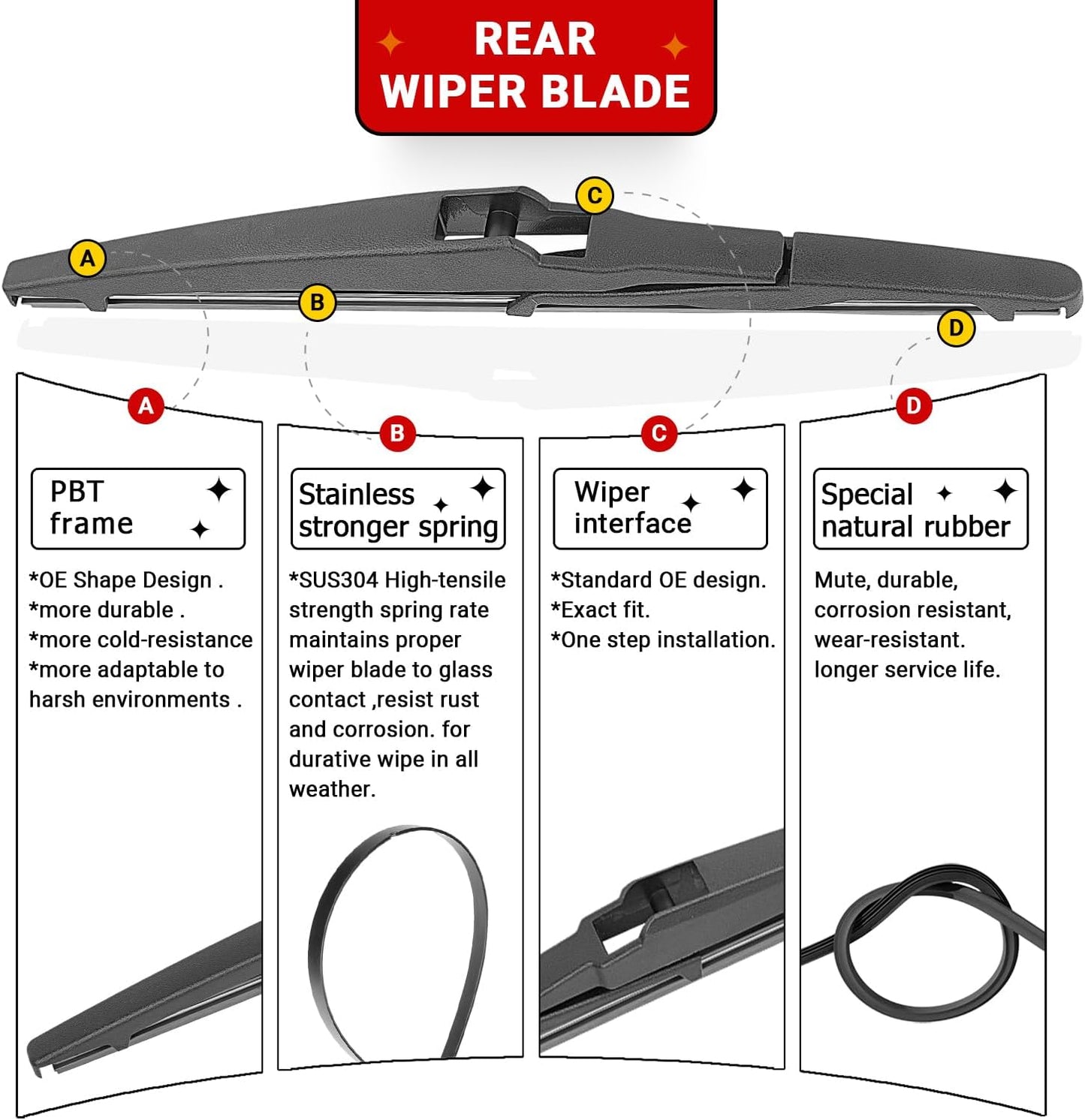 Windshield Wiper Blade Set Replacement for 2018-2022 Jeep Compass Original Equipment Replacement Front Wiper Blades-24"/18"/10" (Set of 3) U/J Hook