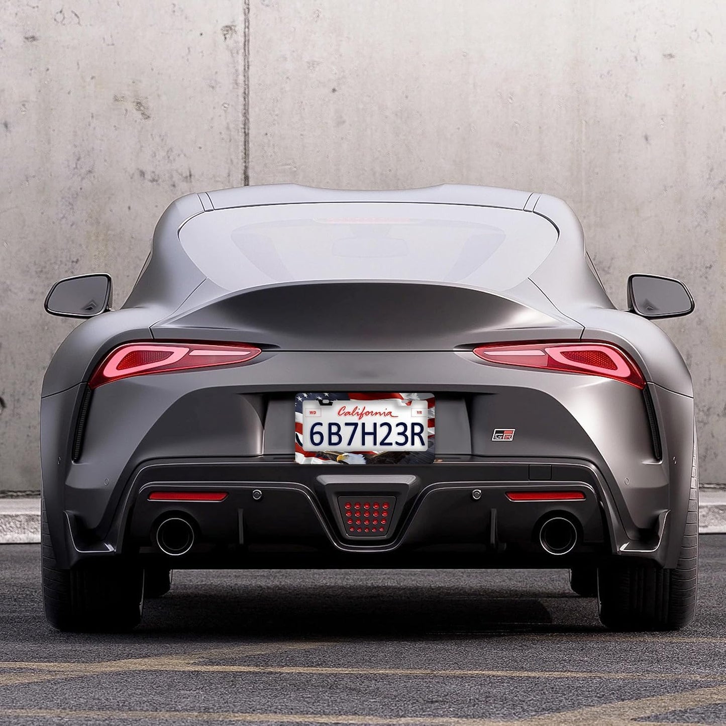 American Flag Eagle License Plate Frames - 2 Pcs Set 2 Holes Stainless Steel Metal Auto Car Accessories Decoration License Plate Frame Cover Size 6.3" x 12.2" Fit US Vehicles for Women Men Gift