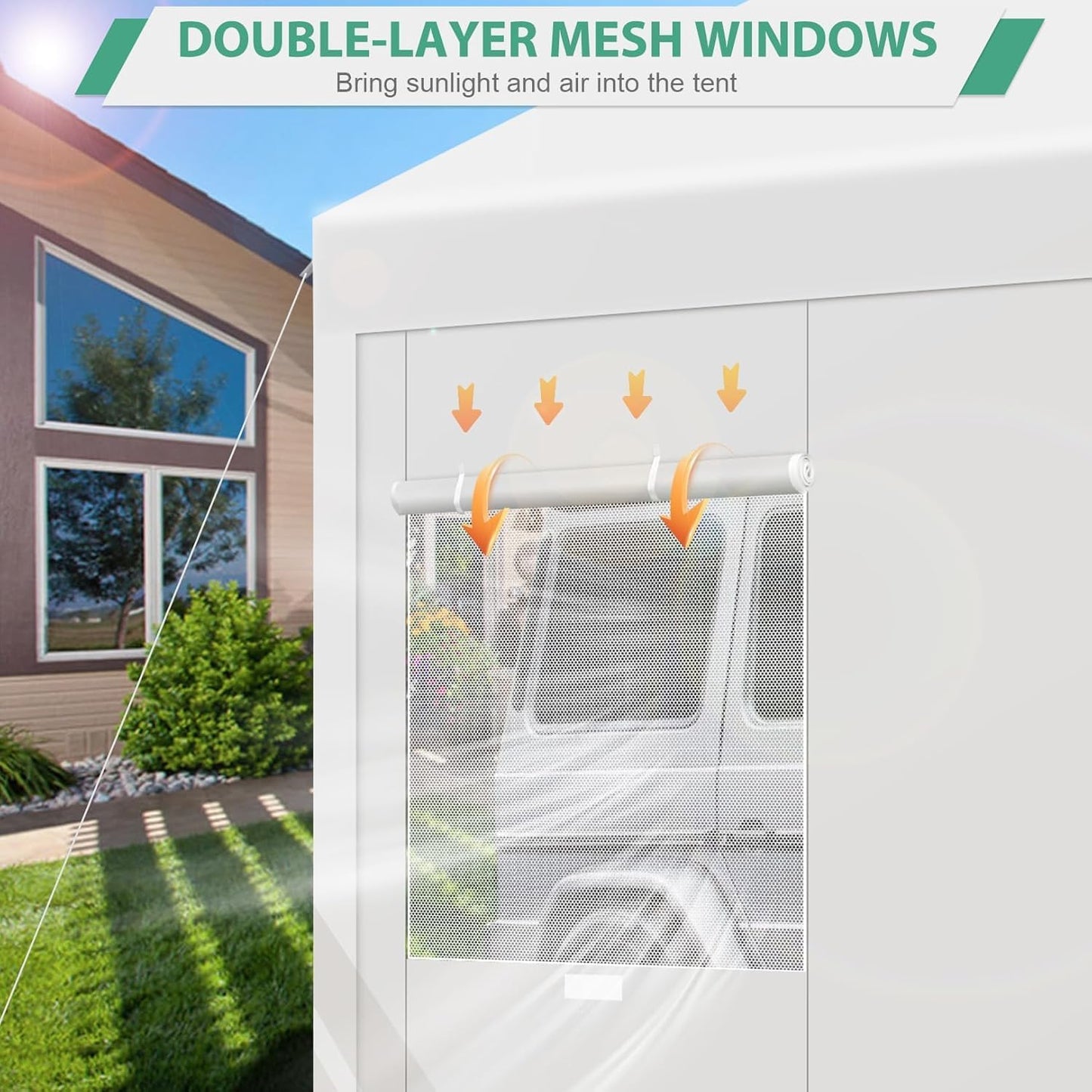 COBIZI Carport 12x20ft Heavy Duty Portable Garage, 2.0 Powder Coated Frame(Better Than Galvanized), Waterproof Shelter with Removable Sidewalls & Windows, Built-in Sandbags, for Car/Boat/SUV, White