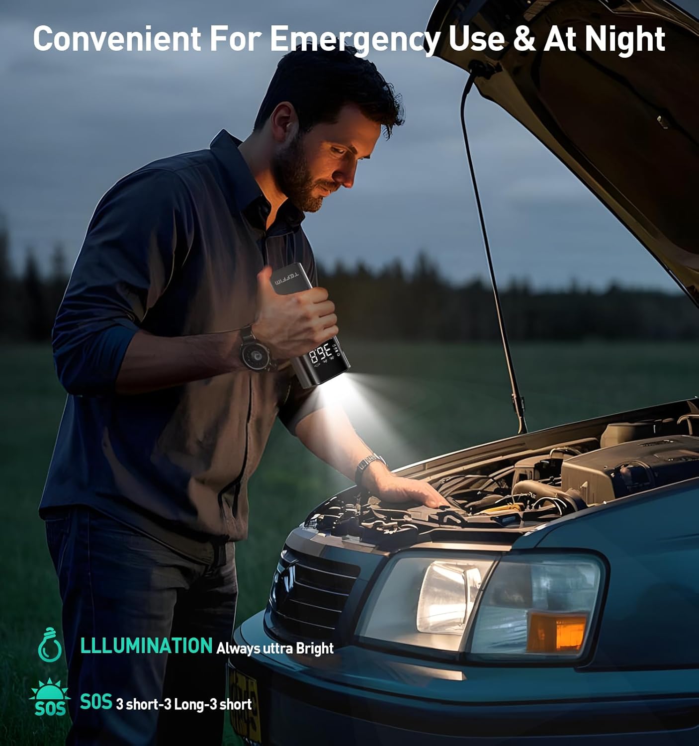 Tire Inflator Portable Air Compressor, 150PSI&20000mAh Battery Air Pump for Car Tires, 6X Inflate Portable Tire Inflator for Car Motorcycle Balls Bike Pump,12DC Tire Pump with LED Light, Auto shut-off