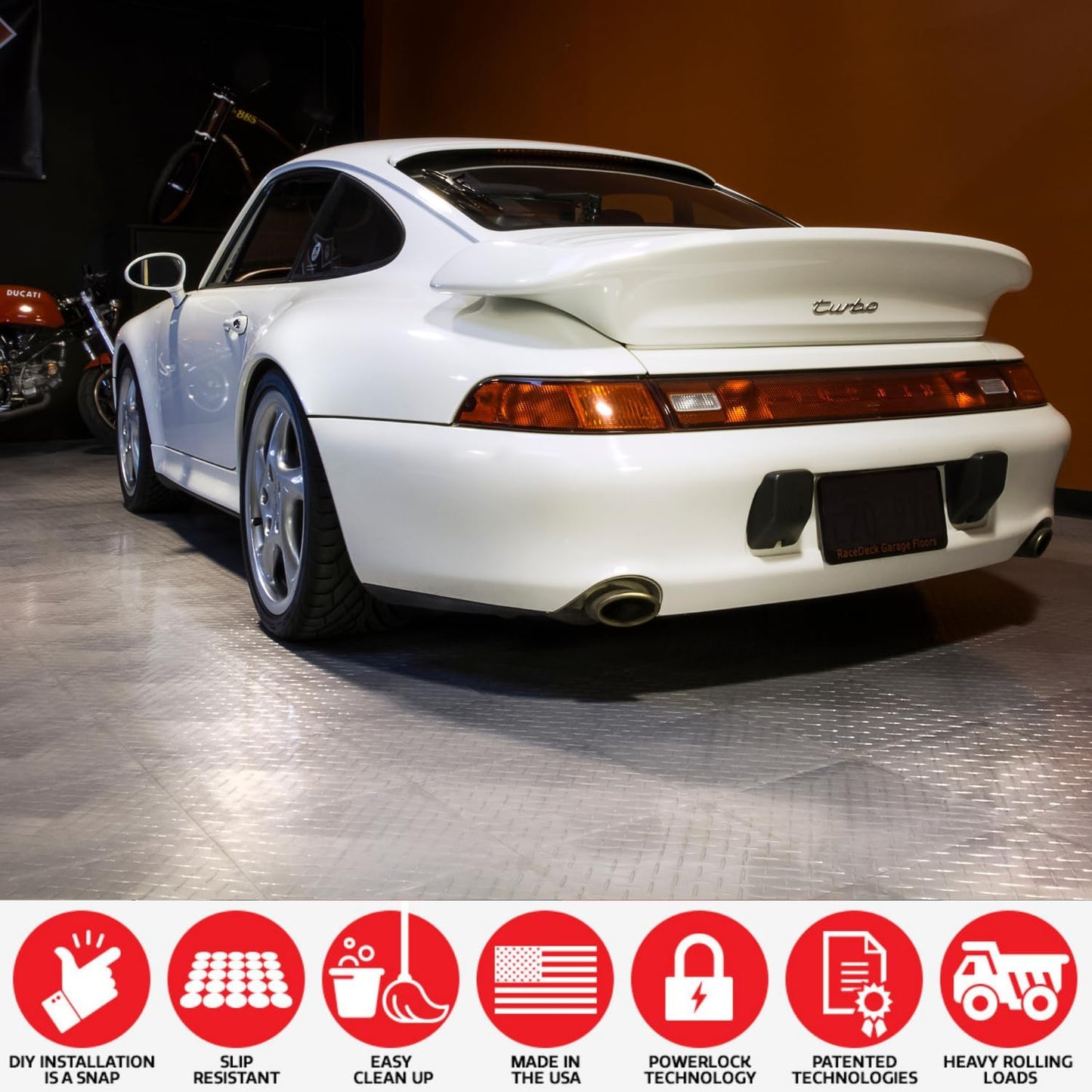 Big Floors RaceDeck Diamond Plate Design, Durable Interlocking Modular Garage Flooring Tile (Black, 12 Pack of 12 x 12" Tiles)