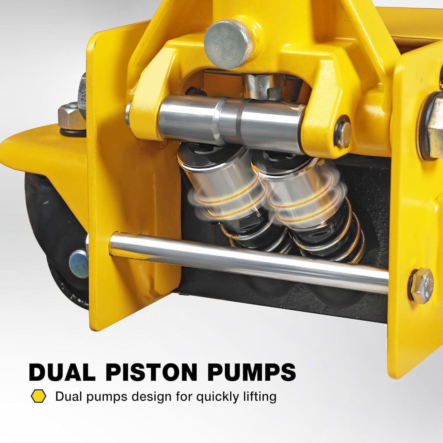 YELLOW JACKET 3 Ton Hydraulic Floor Jack Dual Pump for Quickly Car Lift, Low Profile Service Jack, 6600 lb Capacity