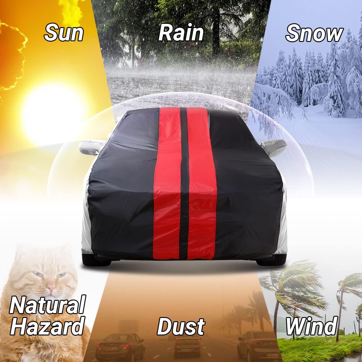iCarCover Custom Car Cover Compatible with Challenger 2008-2024, Waterproof All-Weather Rain Snow UV Sun Protector Full Exterior Indoor Outdoor Car Covers, Tribe (Gray/Black)