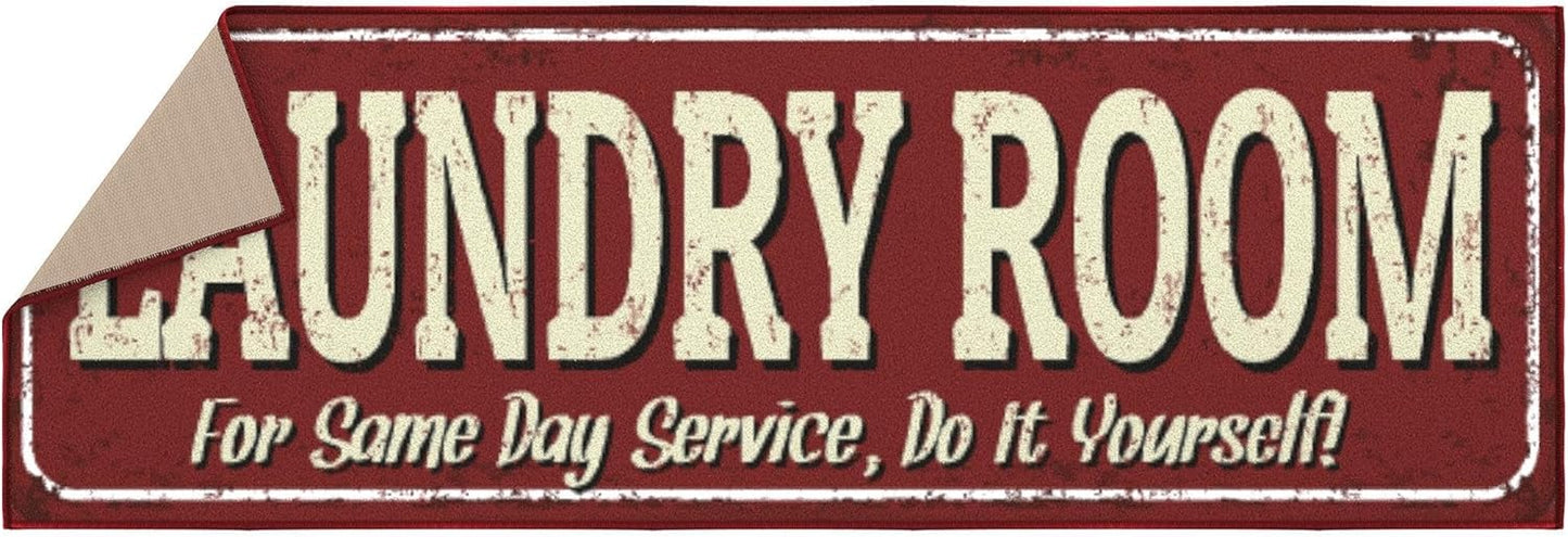 Ottomanson 20" x 59" Laundry Room Rug - Non-Slip Mat for Laundry & Mudroom - Durable, Stain-Resistant, and Easy to Clean - Perfect for High-Traffic Areas - Runner Rug for Entryway Bathroom, Red