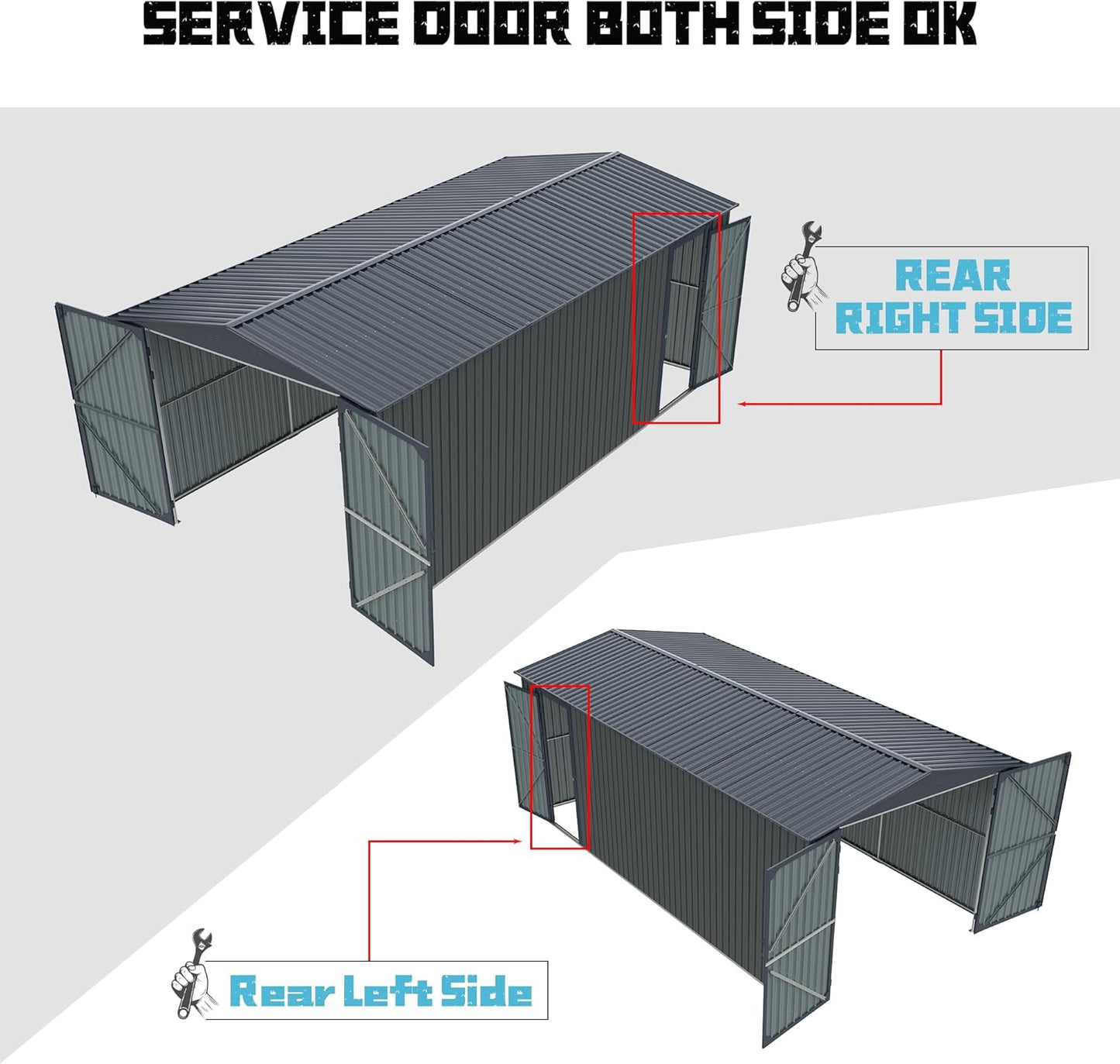 LANTRO JS 13x20ft Outdoor Storage Shed, Metal Storage Shed, Heavy Duty Large Metal Garage Shed with 2 Doors and 4 Vents